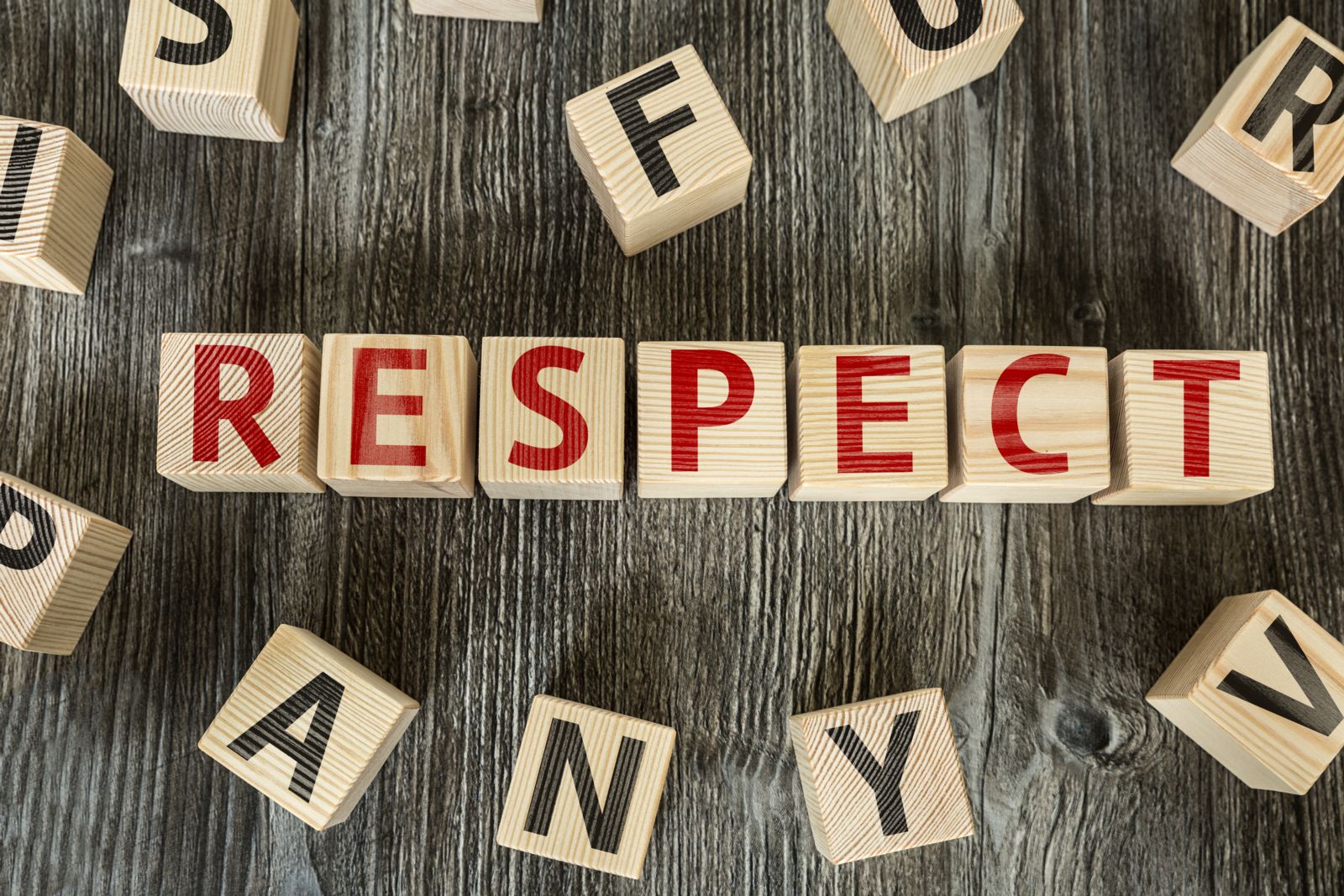 blocks spelling the word "respect"
